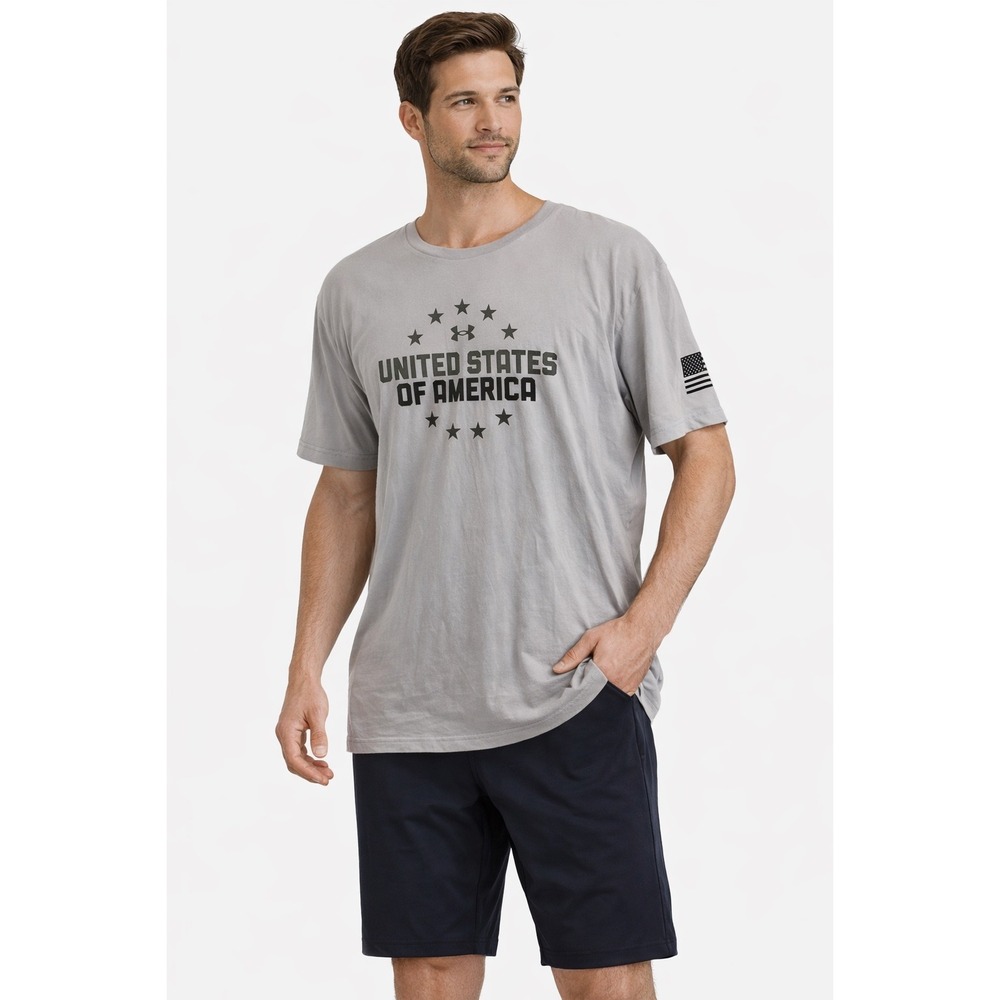 Under Armour Men's 4XL Gray United States of America Graphic T-Shirt Loose Fit